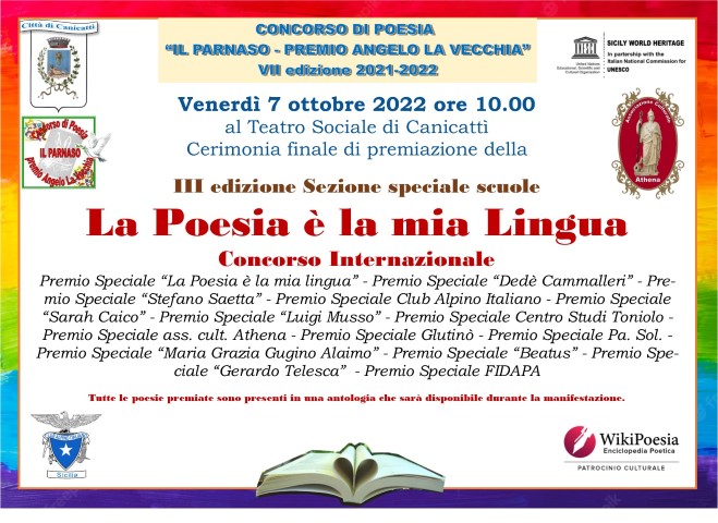 Il Parnaso – Premio Angelo La Vecchia conclude la VII edizione e lancia già la prossima edizione il 7 e 8 ottobre