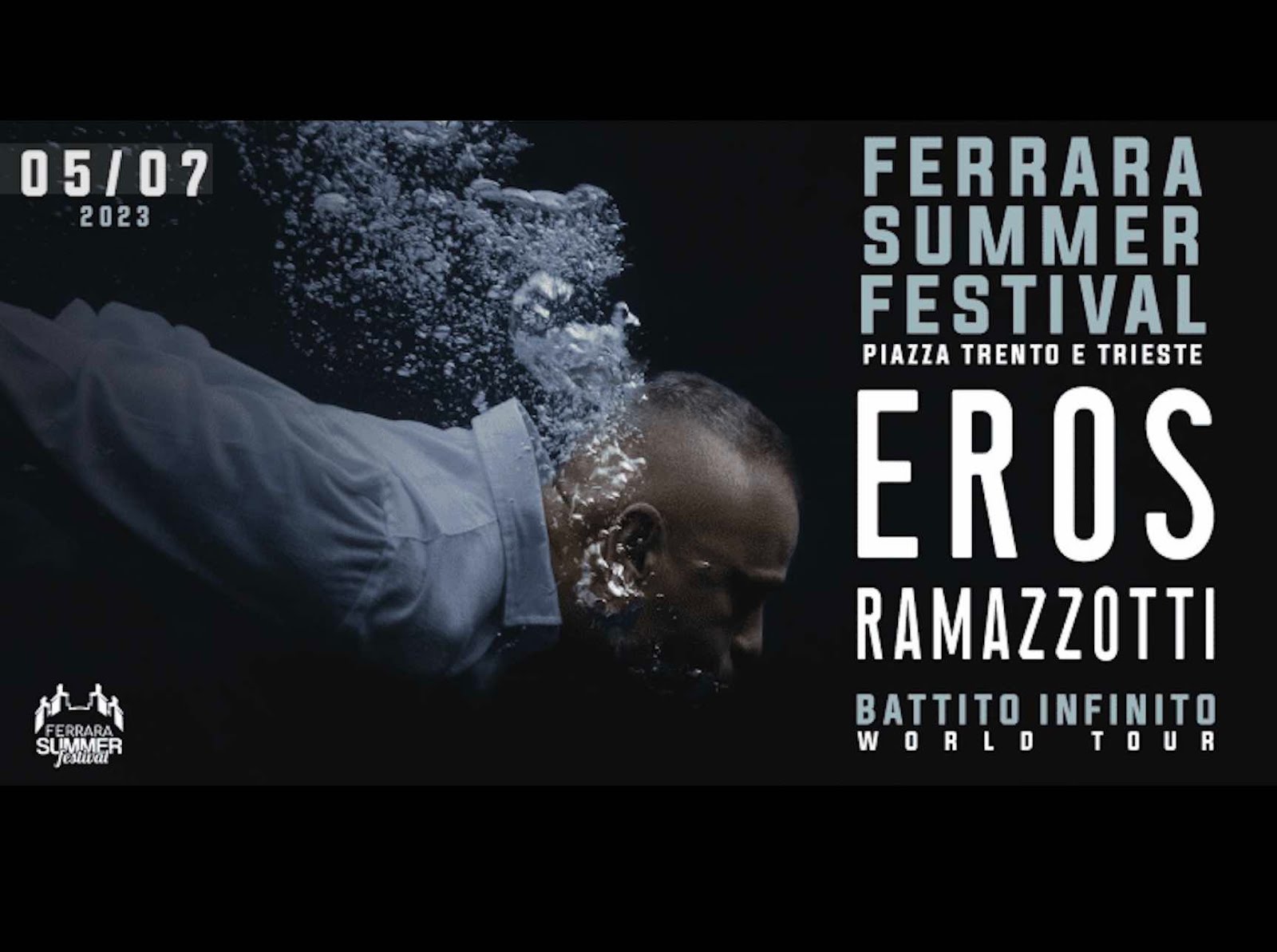 Il 5 luglio Eros Ramazzotti al Ferrara Summer Festival, nel cuore di una città d'arte unica