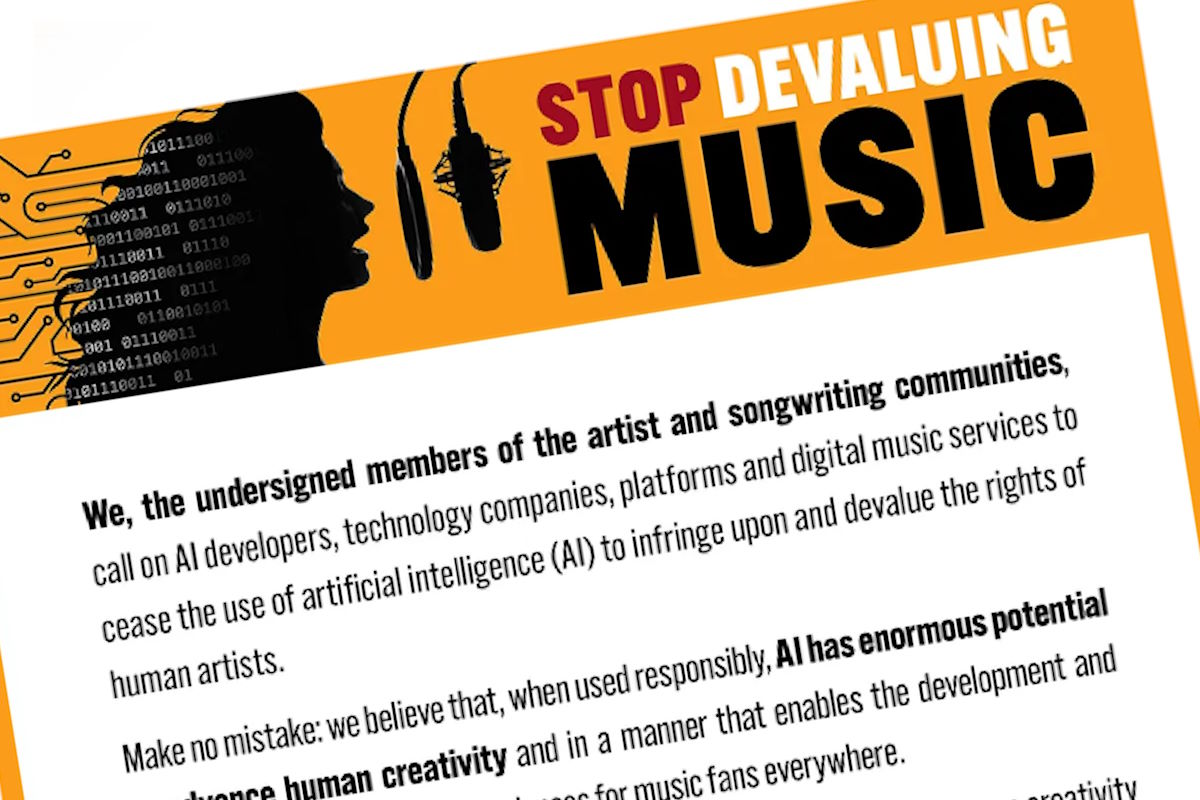 Stop Devaluing Music, dopo gli scioperi di Hollywood, è il turno dell'industria musicale ad esprimere la propria preoccupazione sull'IA