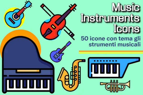 Music Instruments Icons : 50 icone con tema gli strumenti musicali - Web Apps Magazine